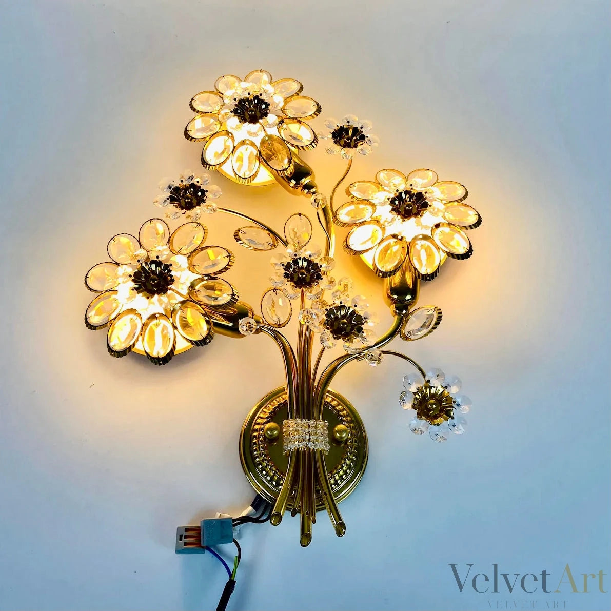 Aplique Palwa Cristal Floral | Alemania, 1960