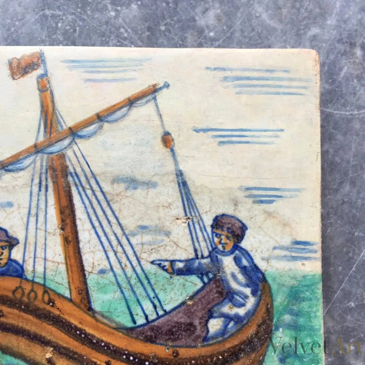 Azulejo Rotterdammer con velero | Claes Wijtmans, Países Bajos, 1615
