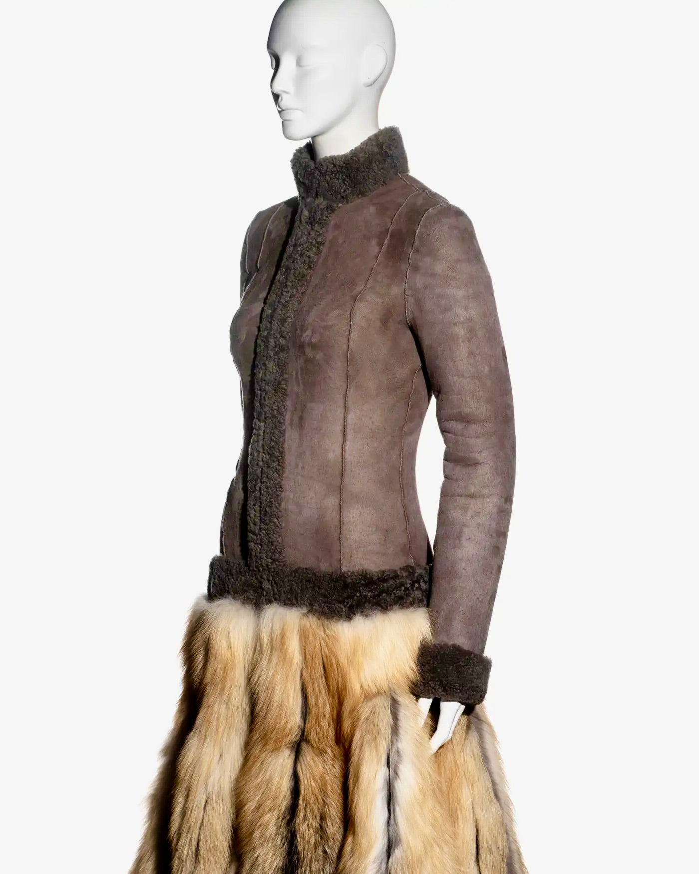 Jean Paul Gaultier Vestido Abrigo de Piel de Oveja y Zorro | FW2006