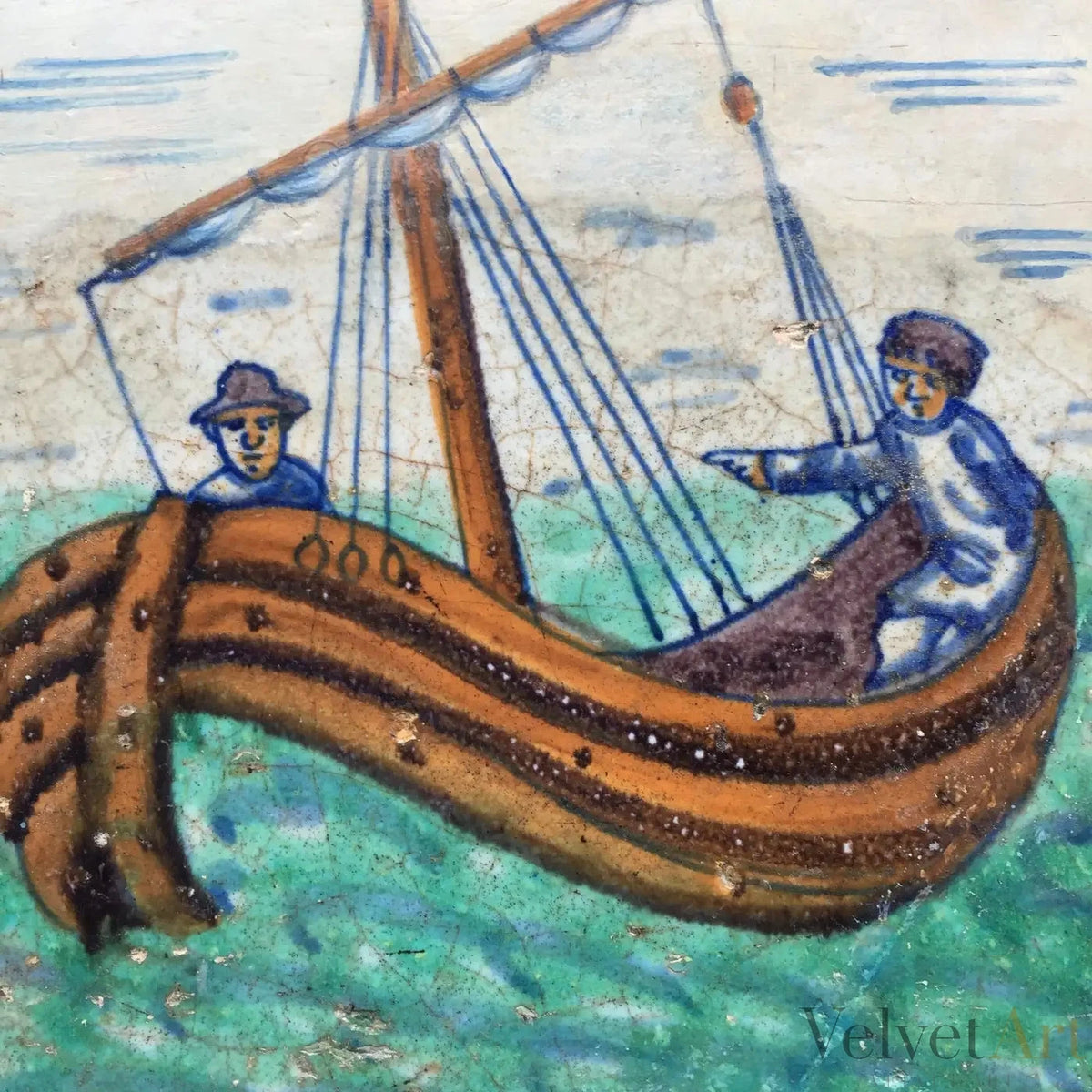 Azulejo Rotterdammer con velero | Claes Wijtmans, Países Bajos, 1615