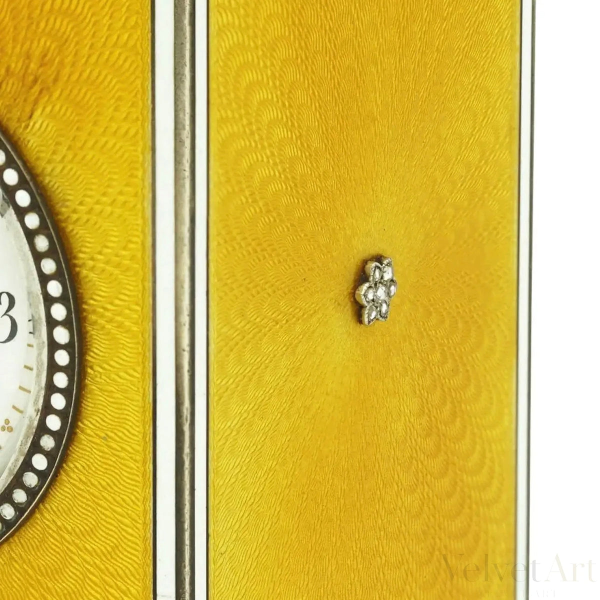 Reloj Péndulo de Repetición | Esmalte Amarillo y Diamantes | Cartier, 1900