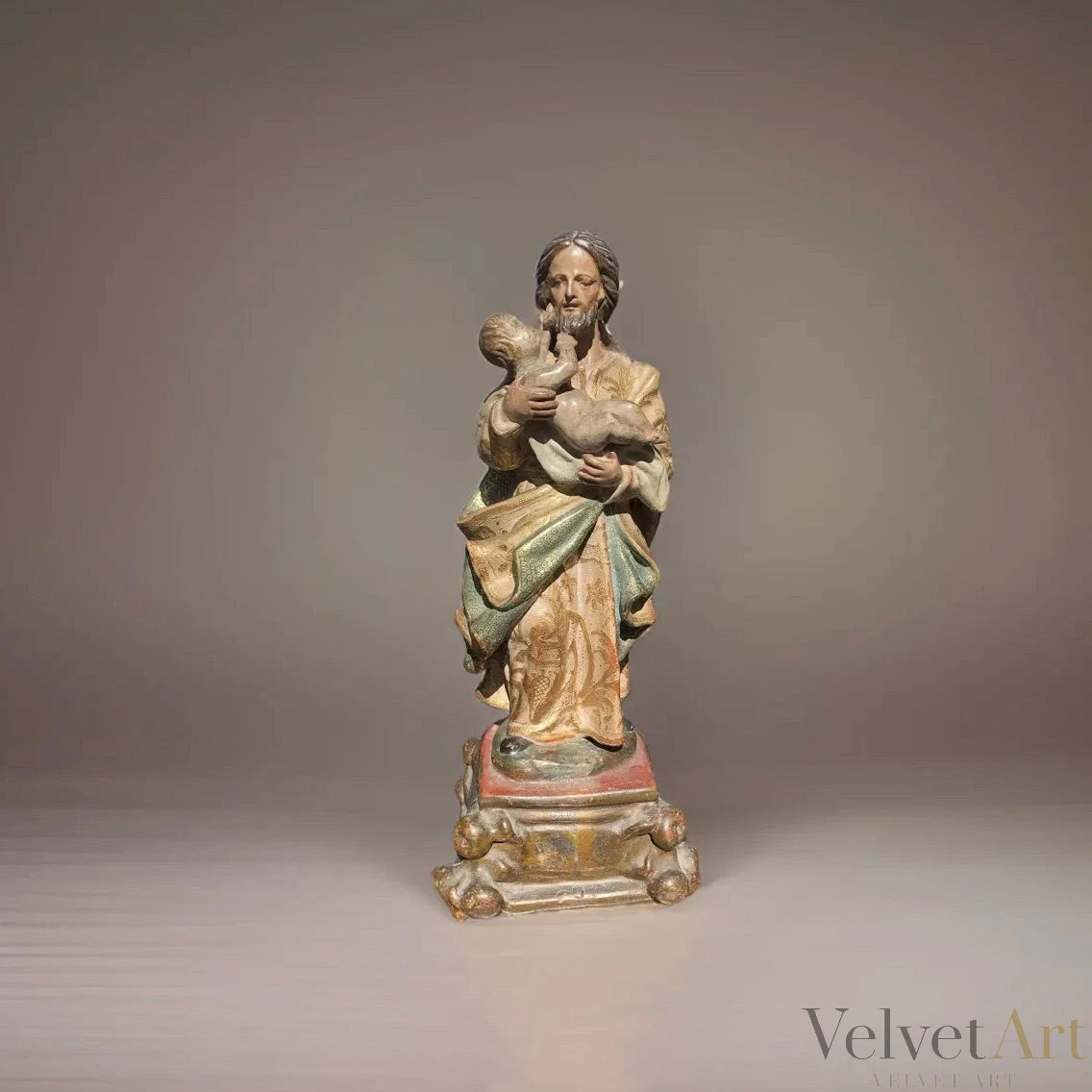"San José con Niño” | Escultura en Terracota | Escuela Sevillana del Siglo XVIII
