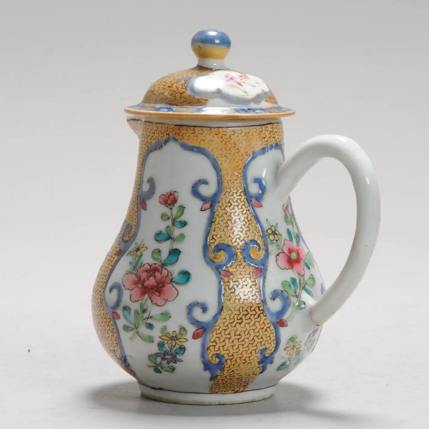Cremera Té Porcelana China Amarilla y Azul del Siglo XVIII