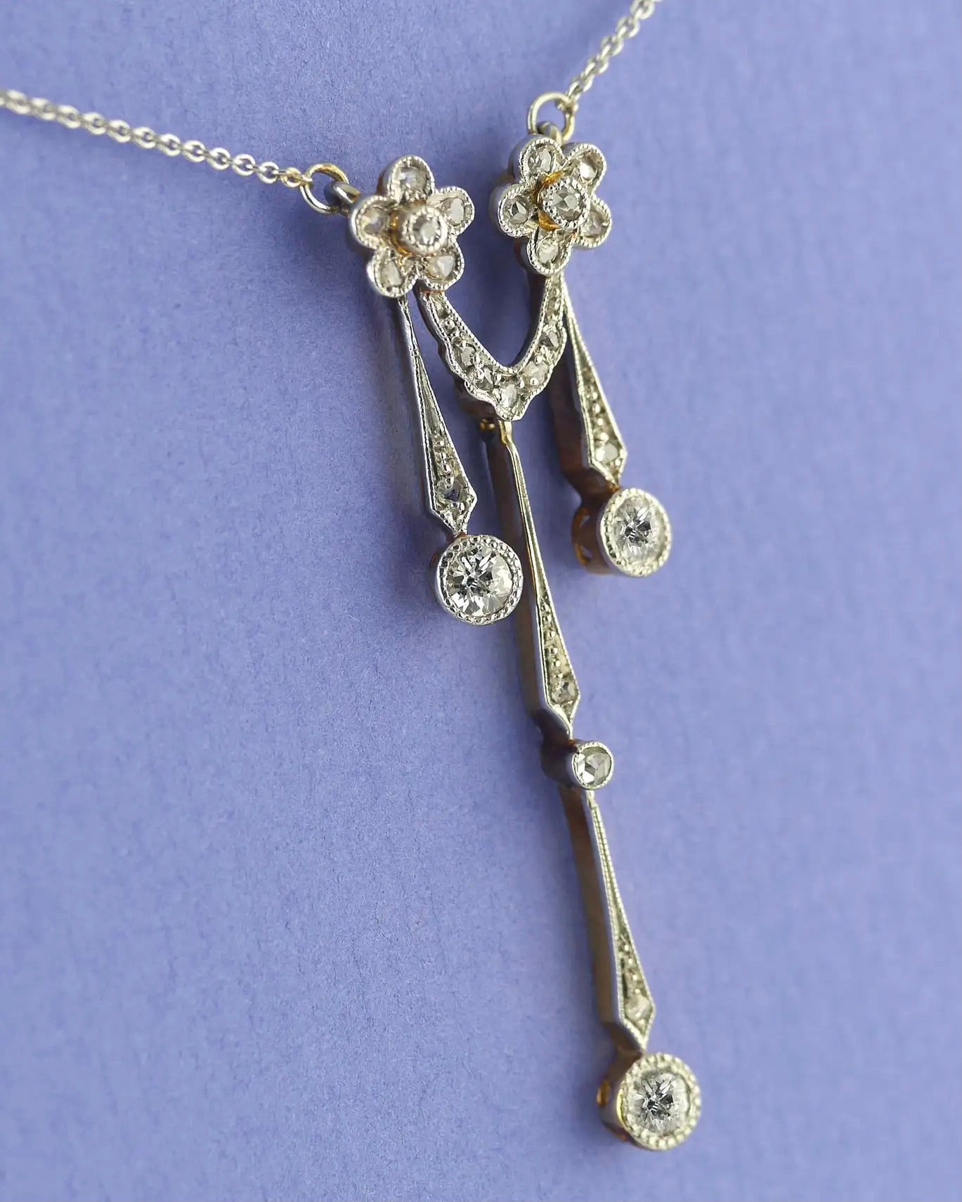 Colgante Doble Eduardiano de Diamantes, Oro y Platino | Reino Unido, 1910