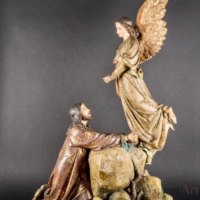 Escultura Religiosa Neobarroca en Madera Policromada | “La Oración en el Huerto"