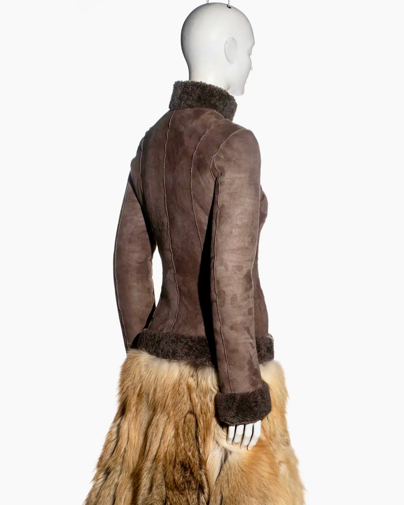 Jean Paul Gaultier Vestido Abrigo de Piel de Oveja y Zorro | FW2006