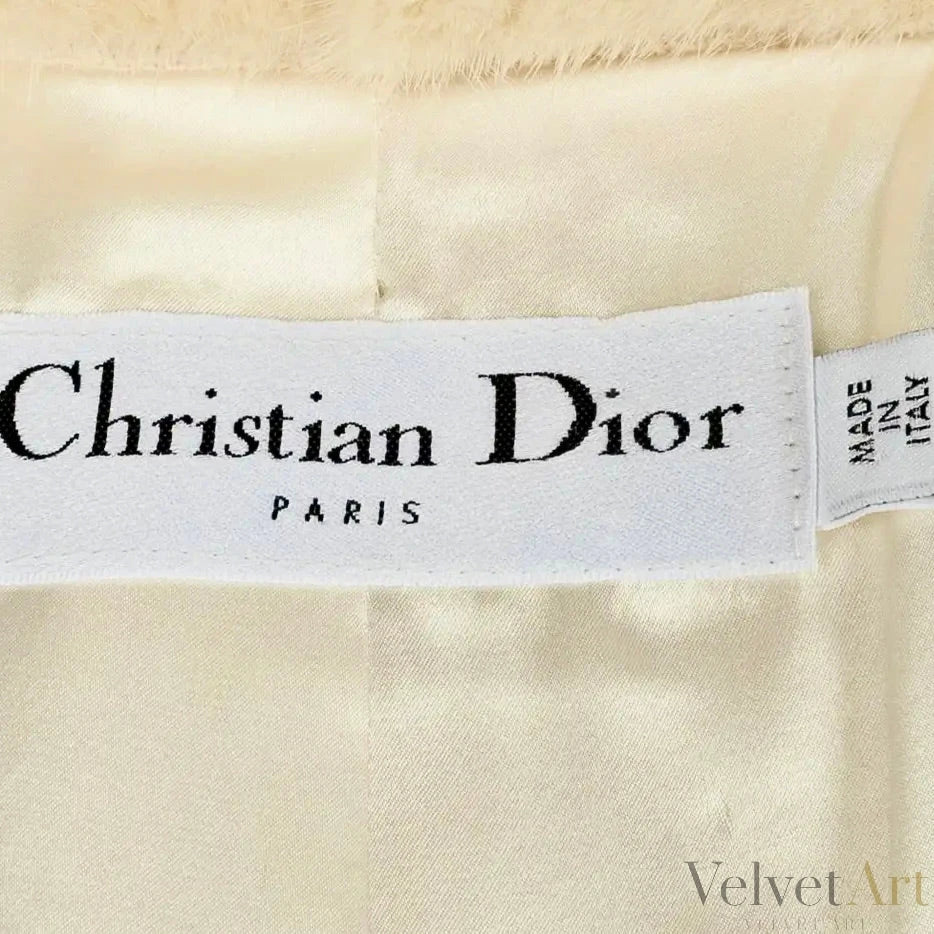 Christian Dior, Abrigo de Visón y Lana Color Hueso – vista 9 de 9