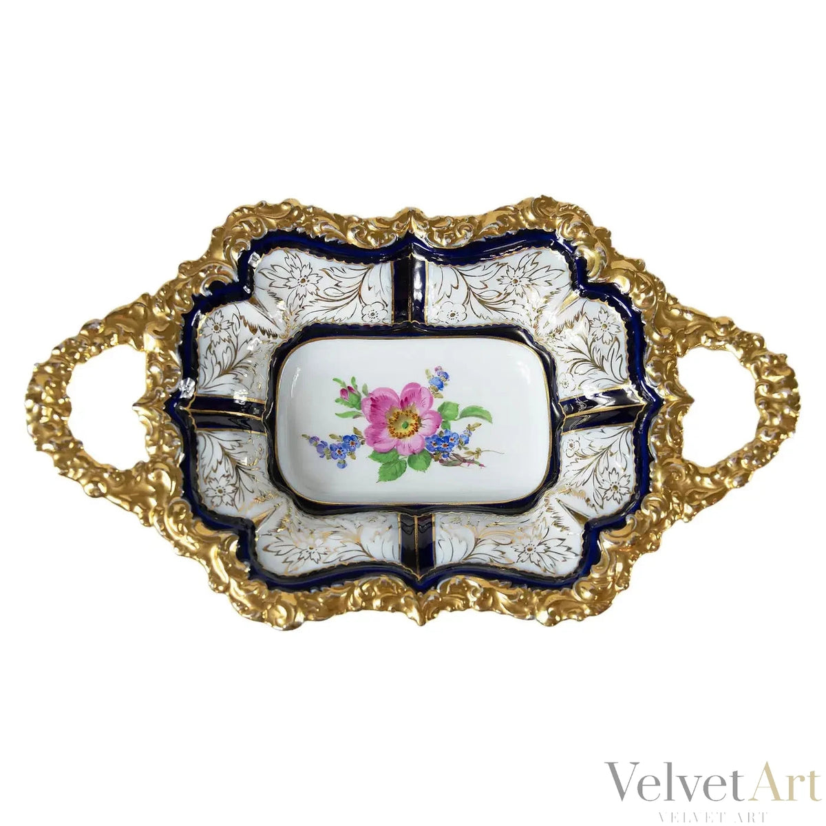 Plato Hondo de Porcelana de Meissen con Asas