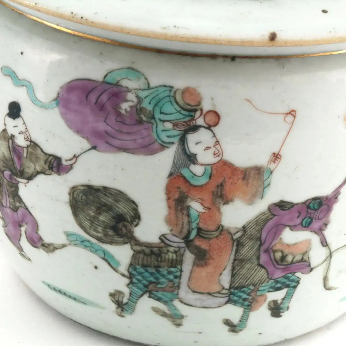 Jarrón Cubo de Porcelana China Famille Verte 1700