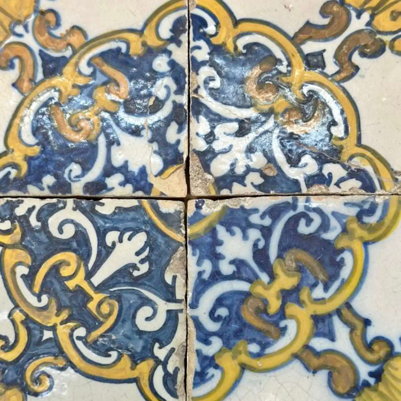 Cuatro Azulejos Barrocos Portugueses | Siglo XVII | 1630–1680