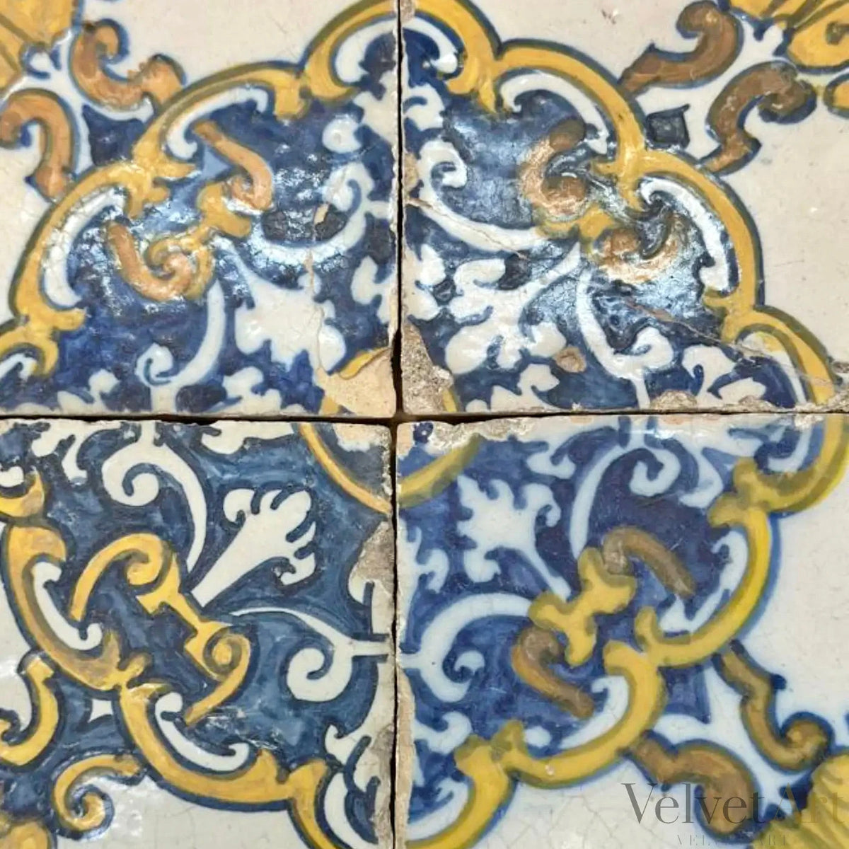 Cuatro Azulejos Barrocos Portugueses | Siglo XVII | 1630–1680