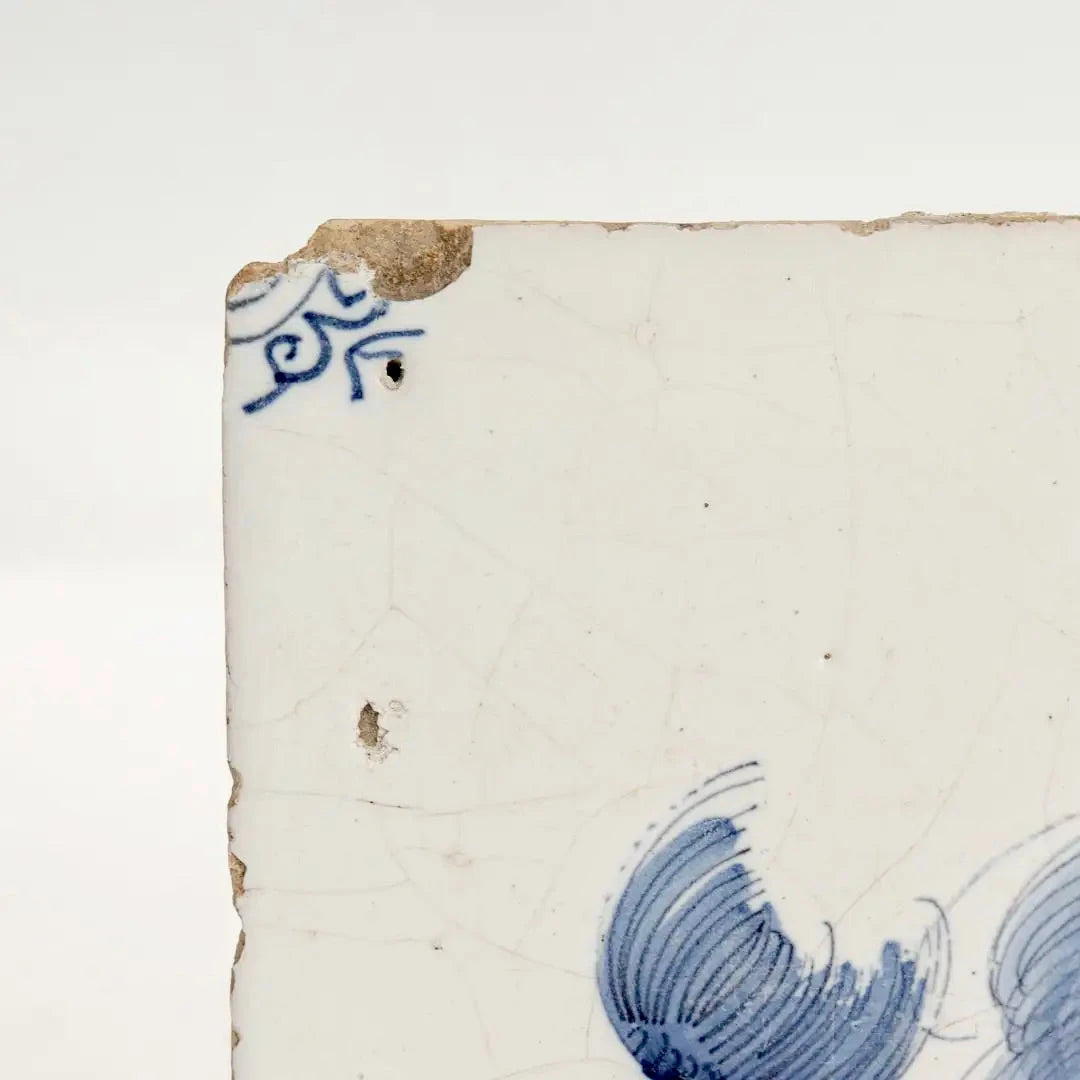 Sirena con Serpiente | Azulejo Holandés de Delft del Siglo XVIII