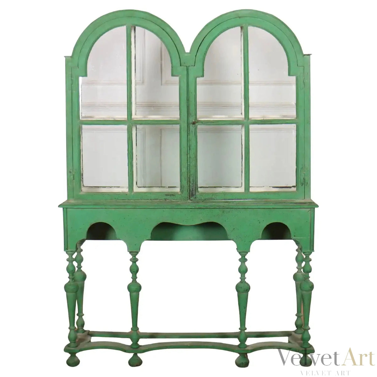 Vitrina Europea de Roble Pintado sobre Peana de 1840