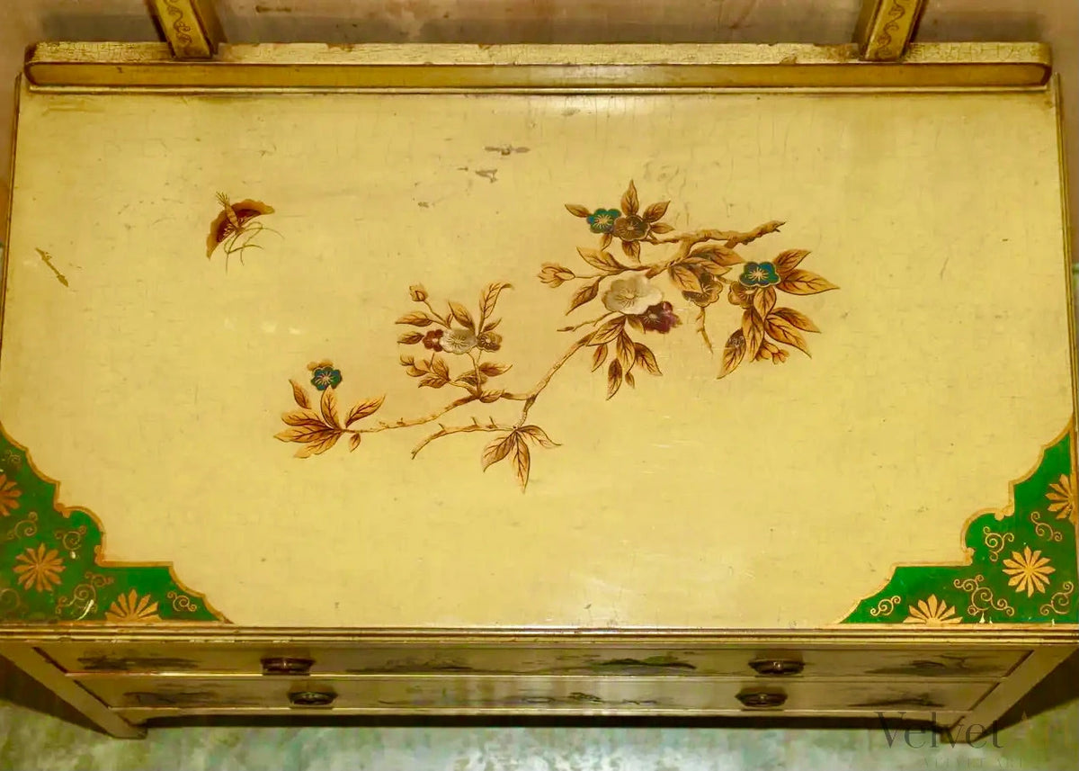 Cómoda Tocador Estilo Chinoiserie de Roble, Principios del Siglo XX