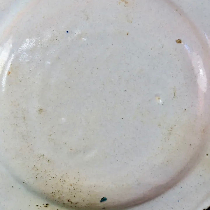 Plato en cerámica de Manises con flor y cenefa