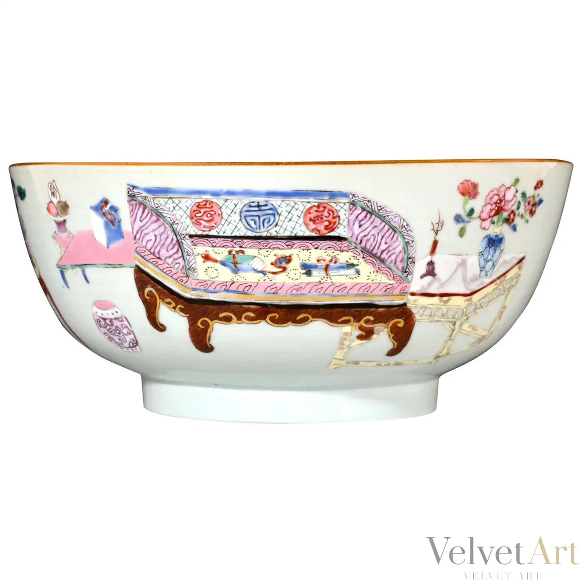 Cuenco de Porcelana China de Exportación Famile Rose