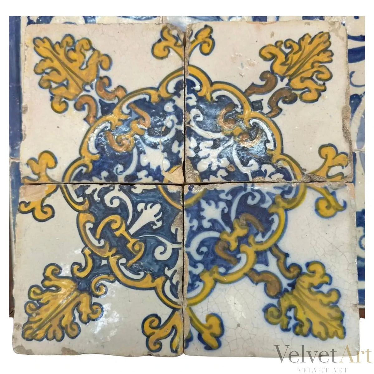 Cuatro Azulejos Barrocos Portugueses | Siglo XVII | 1630–1680
