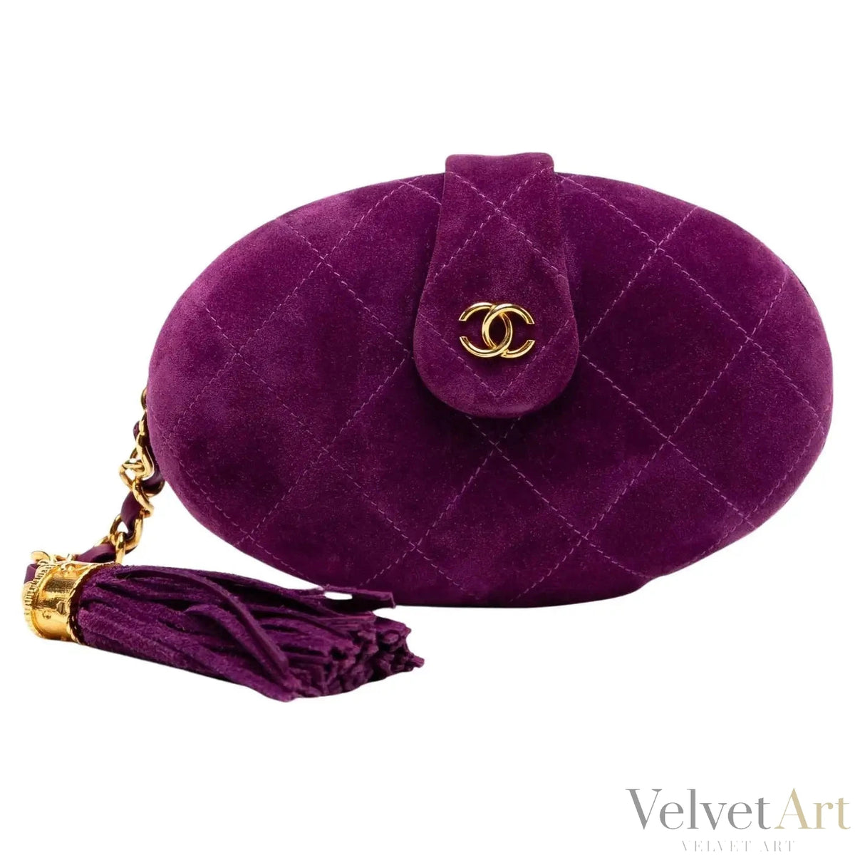 Bolso Chanel de Mano de Ante Púrpura de 1994
