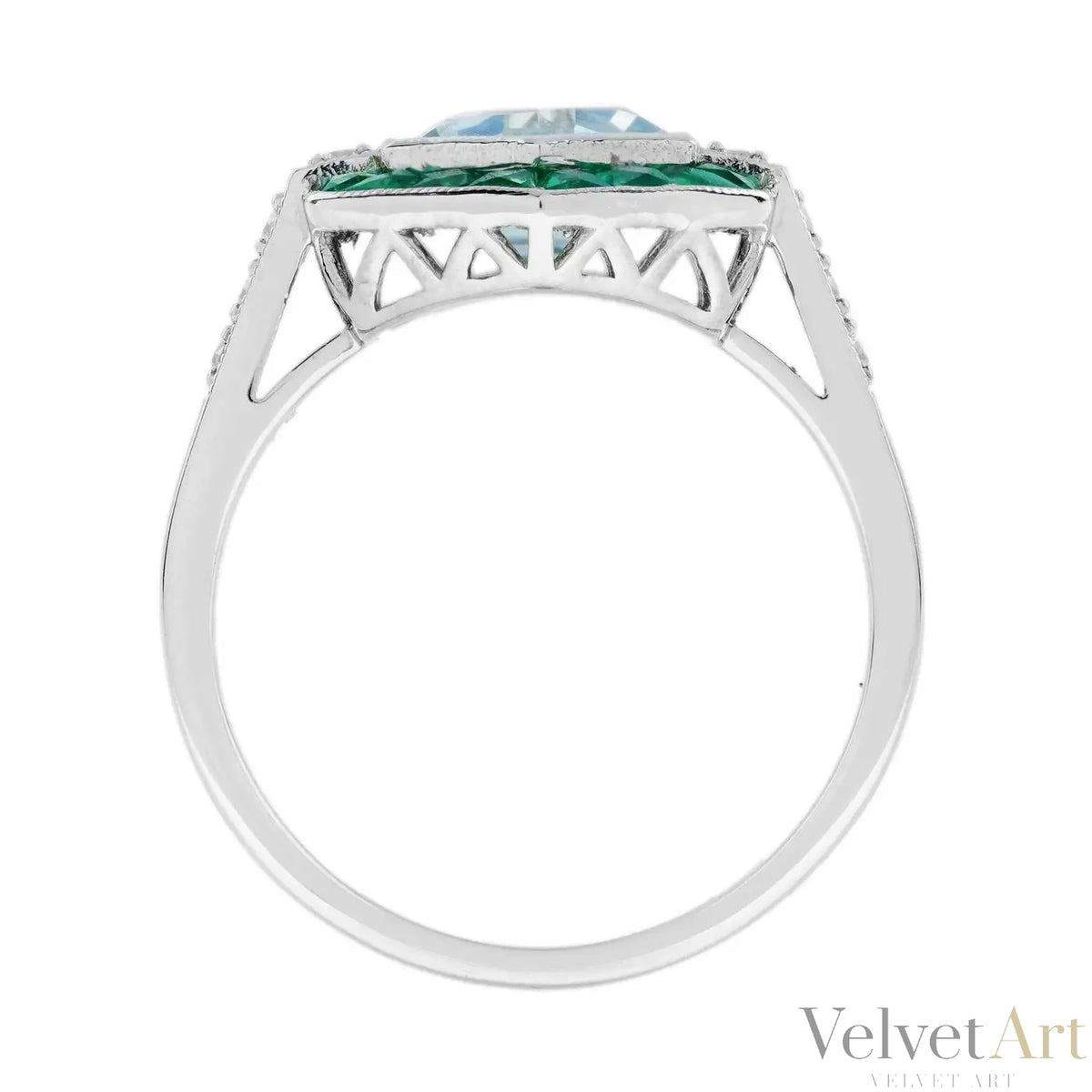 Anillo Hexágono Esmeralda y Aguamarina – vista 4 de 4