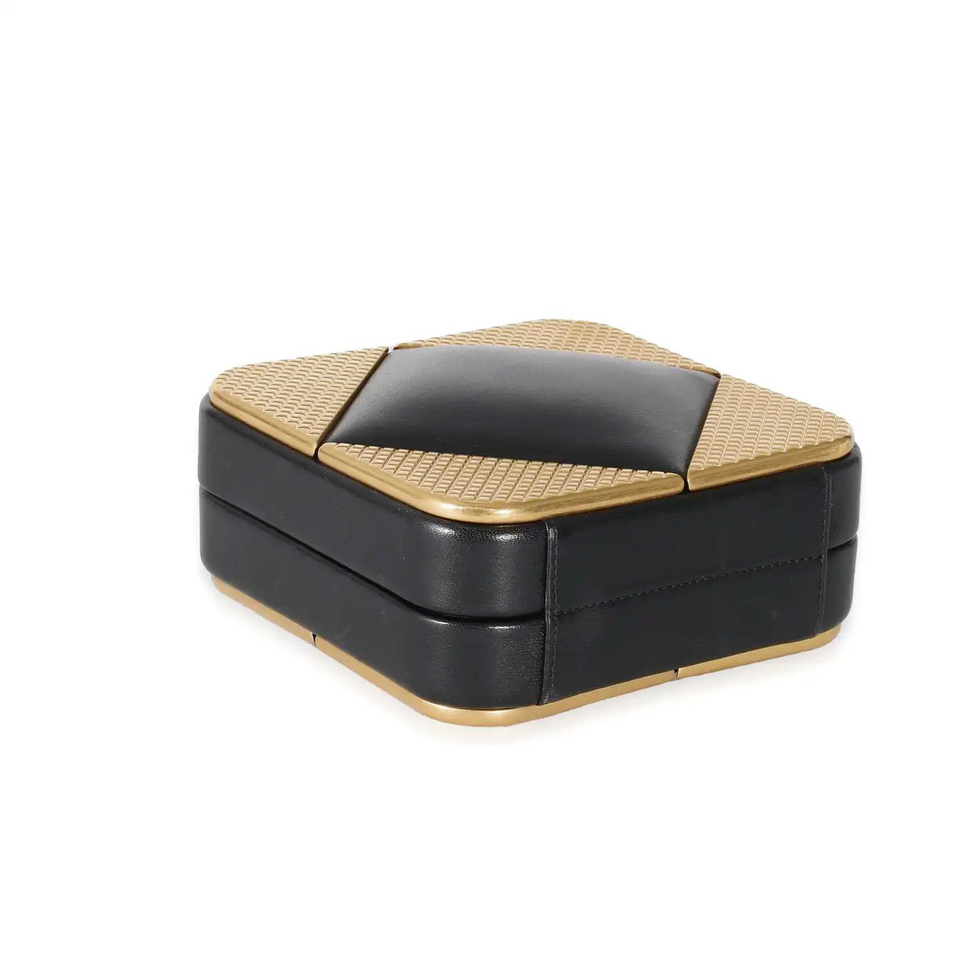 Clutch Chanel CC Cuadrado en Piel de Cordero Negra y Metal Dorado