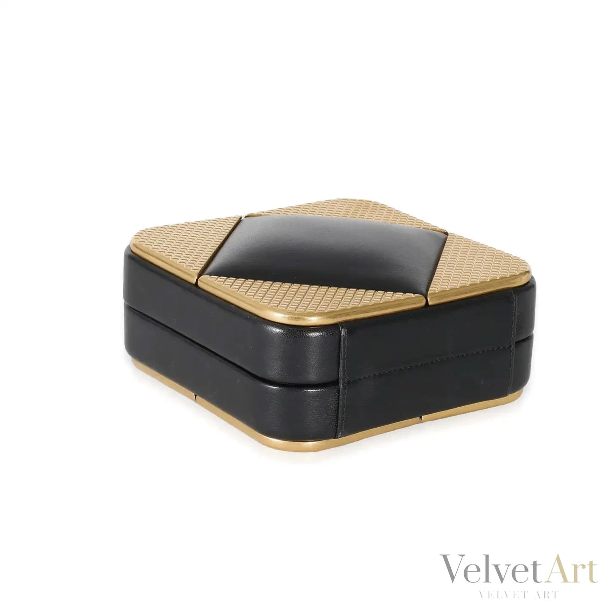 Clutch Chanel CC Cuadrado en Piel de Cordero Negra y Metal Dorado
