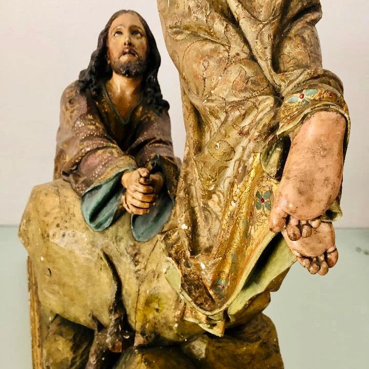 Escultura Religiosa Neobarroca en Madera Policromada | “La Oración en el Huerto"