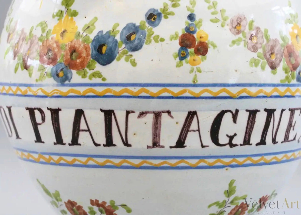 Jarrón de Sirope Italiano Barroco de Savona, Pintado a Mano, Siglo XVIII