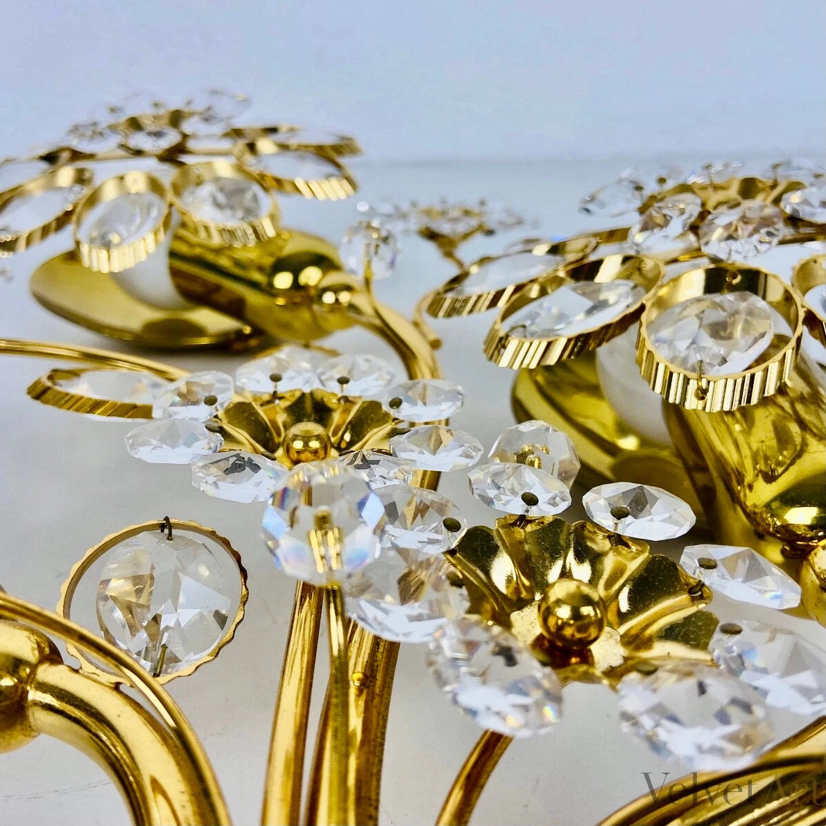 Aplique Palwa Cristal Floral | Alemania, 1960
