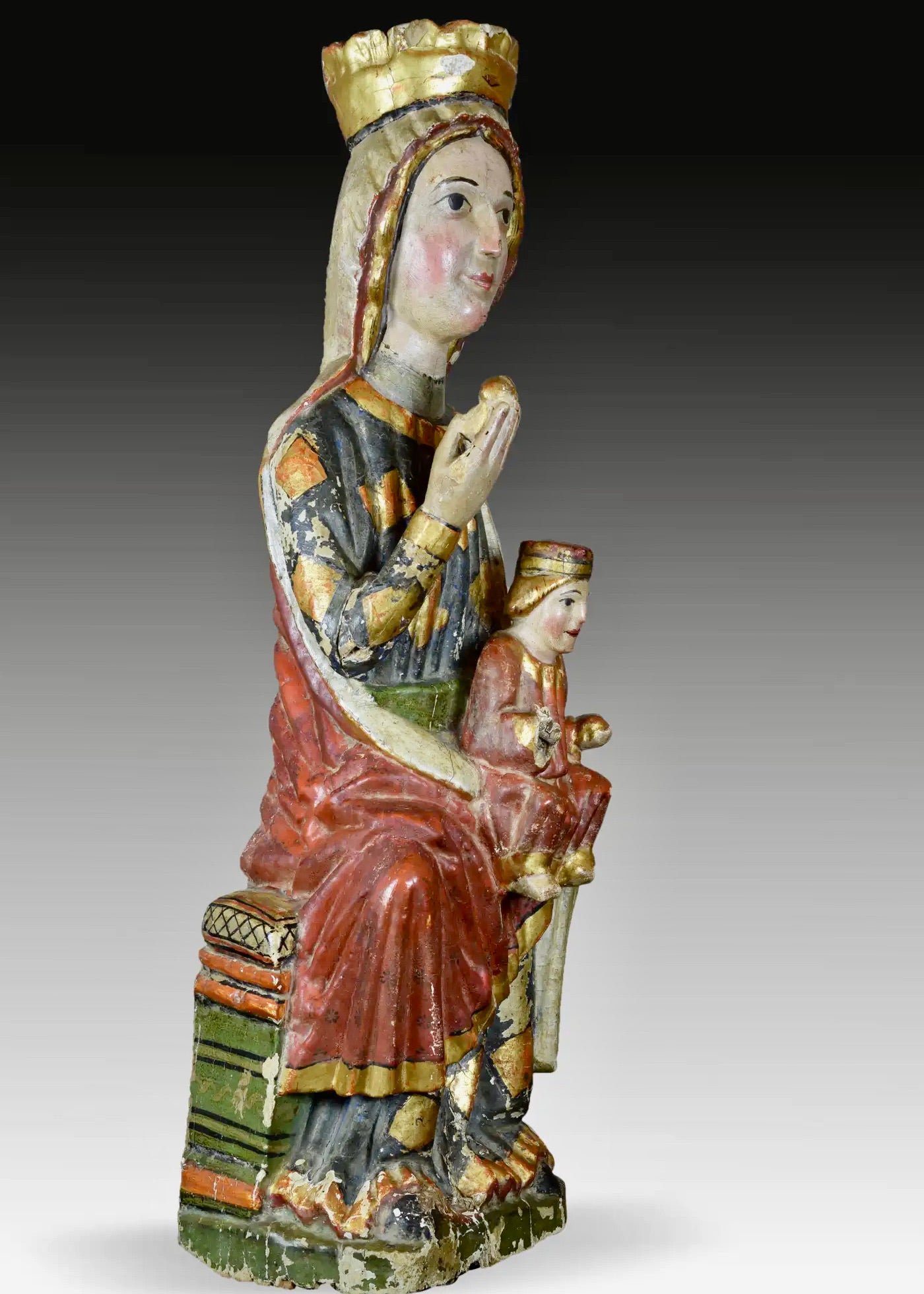 Virgen con Niño | Talla de Madera Policromada | Escuela Española | Siglo XIII