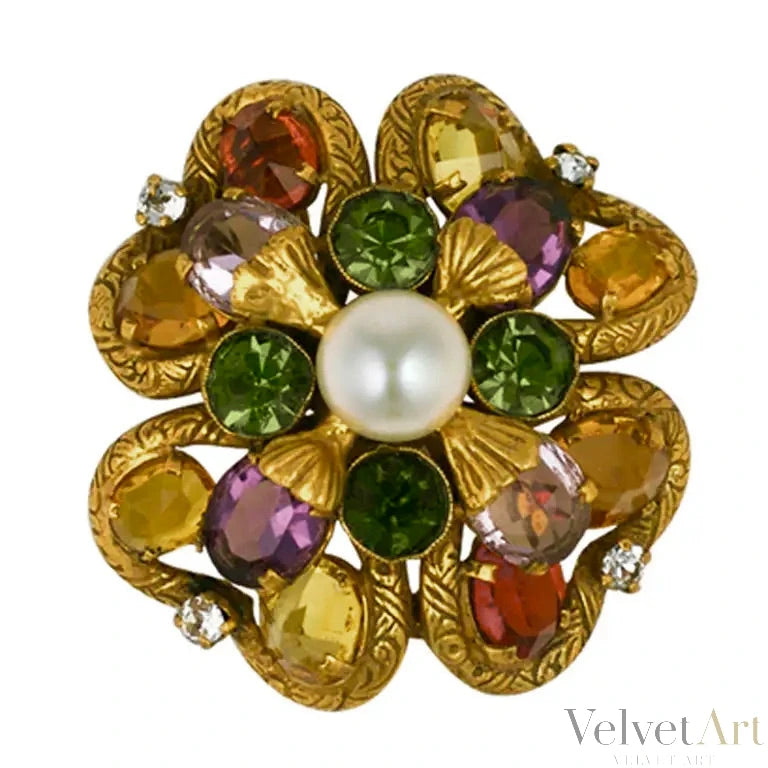 Broche de Coco Chanel Trébol con Perla de 1957
