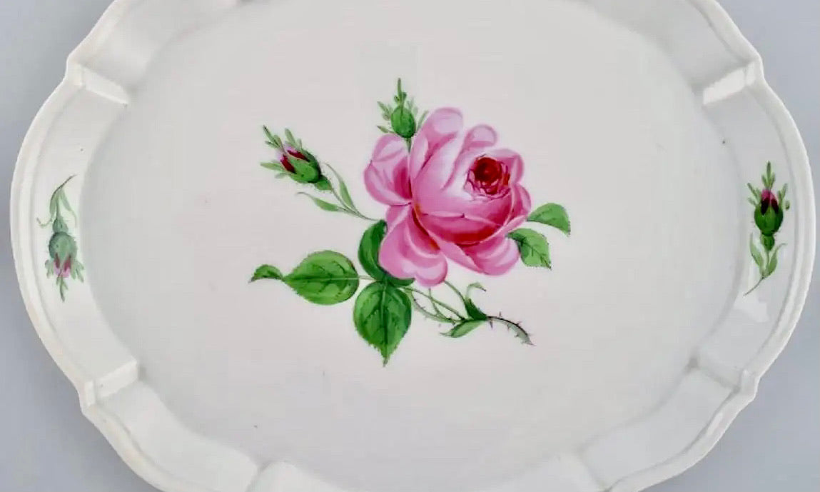 Bandeja de Porcelana con Rosa | Meissen | Alemania, 1920