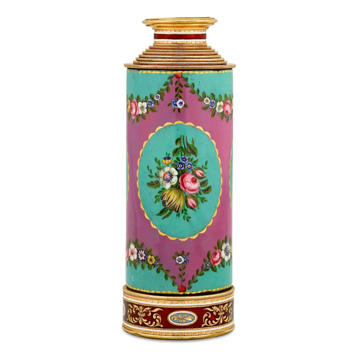Antiguo Telescopio Suizo de Esmalte y Oro de 1820
