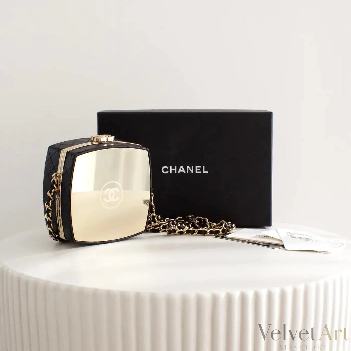 Bolso Chanel Dorado y Cuero de Cordero con Espejo de 2010