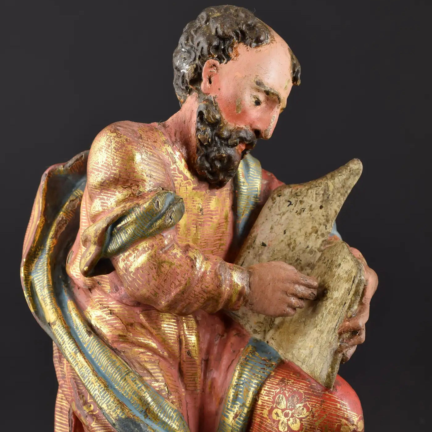 “San Lucas Evangelista” Talla Renacentista Policromada | Escuela Española, Siglo XVI