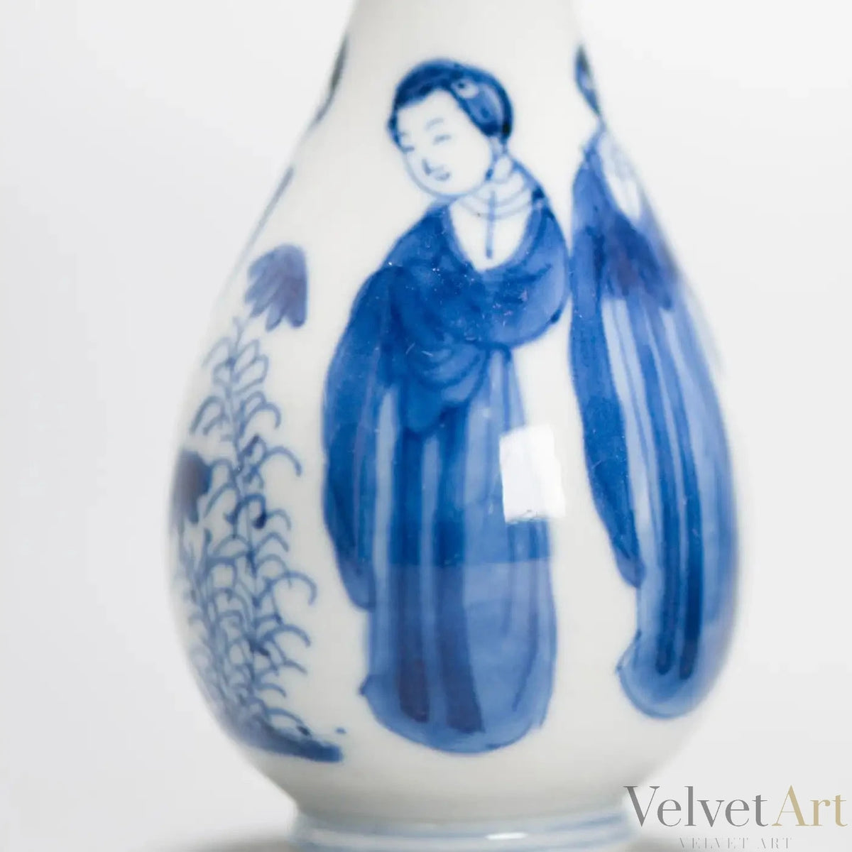 Jarrones Kangxi Azul y Blanco | Damas y Flores | Siglo XVII