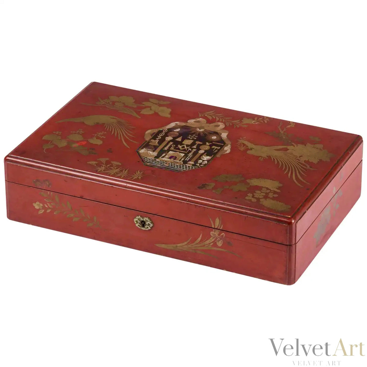 “Caja Masónica Japonesa” de Laca Roja | Exportación Kioto-Nagasaki 1800
