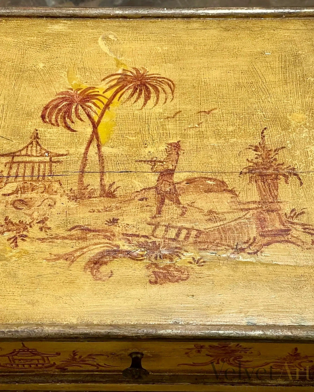 “Mesas Auxiliares Chinoiserie” Italia 1910 | Mueble Pintado con Pátina Original