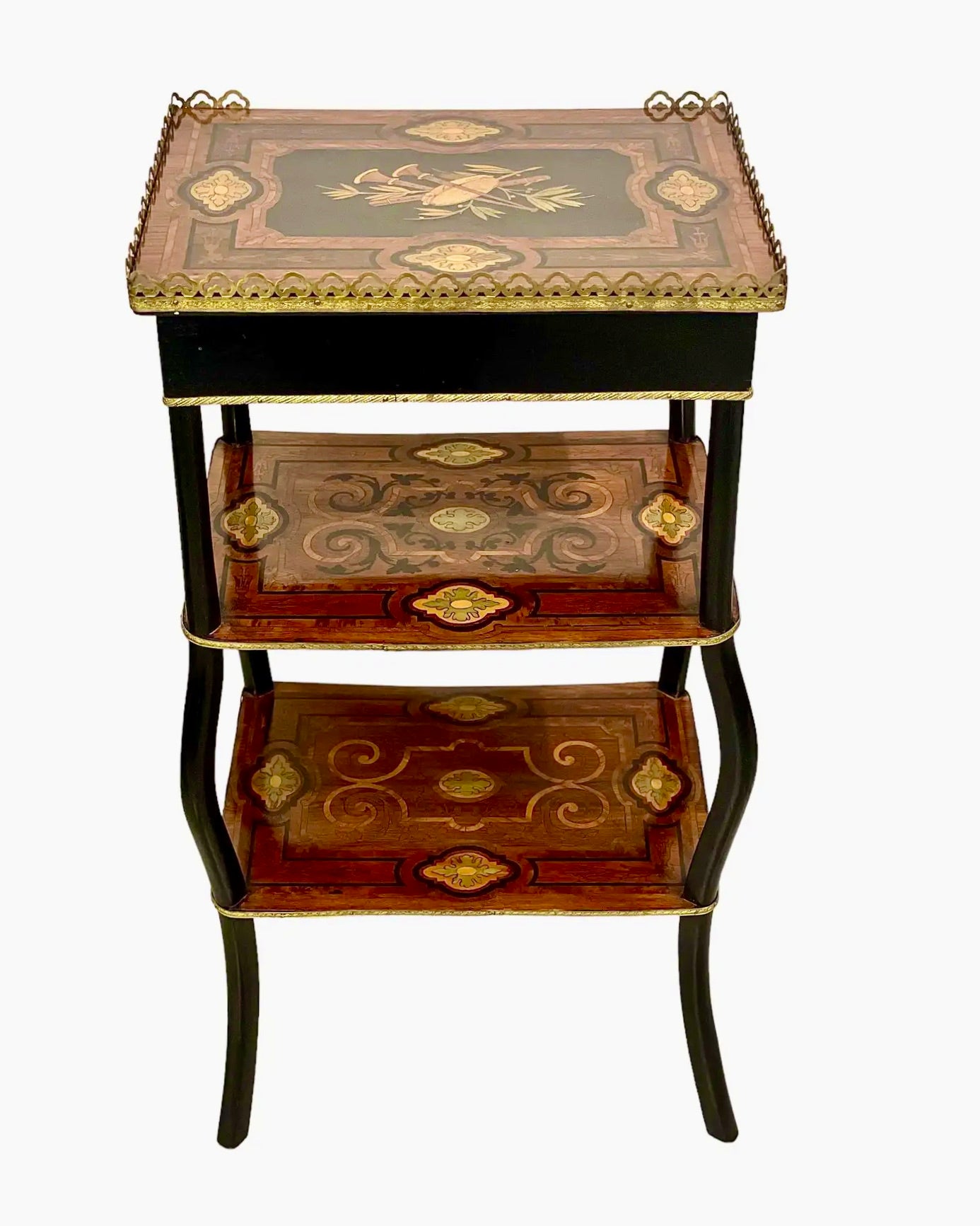 Tocador Napoleón III con Incrustaciones y Terciopelo Rosa, Francia, 1880