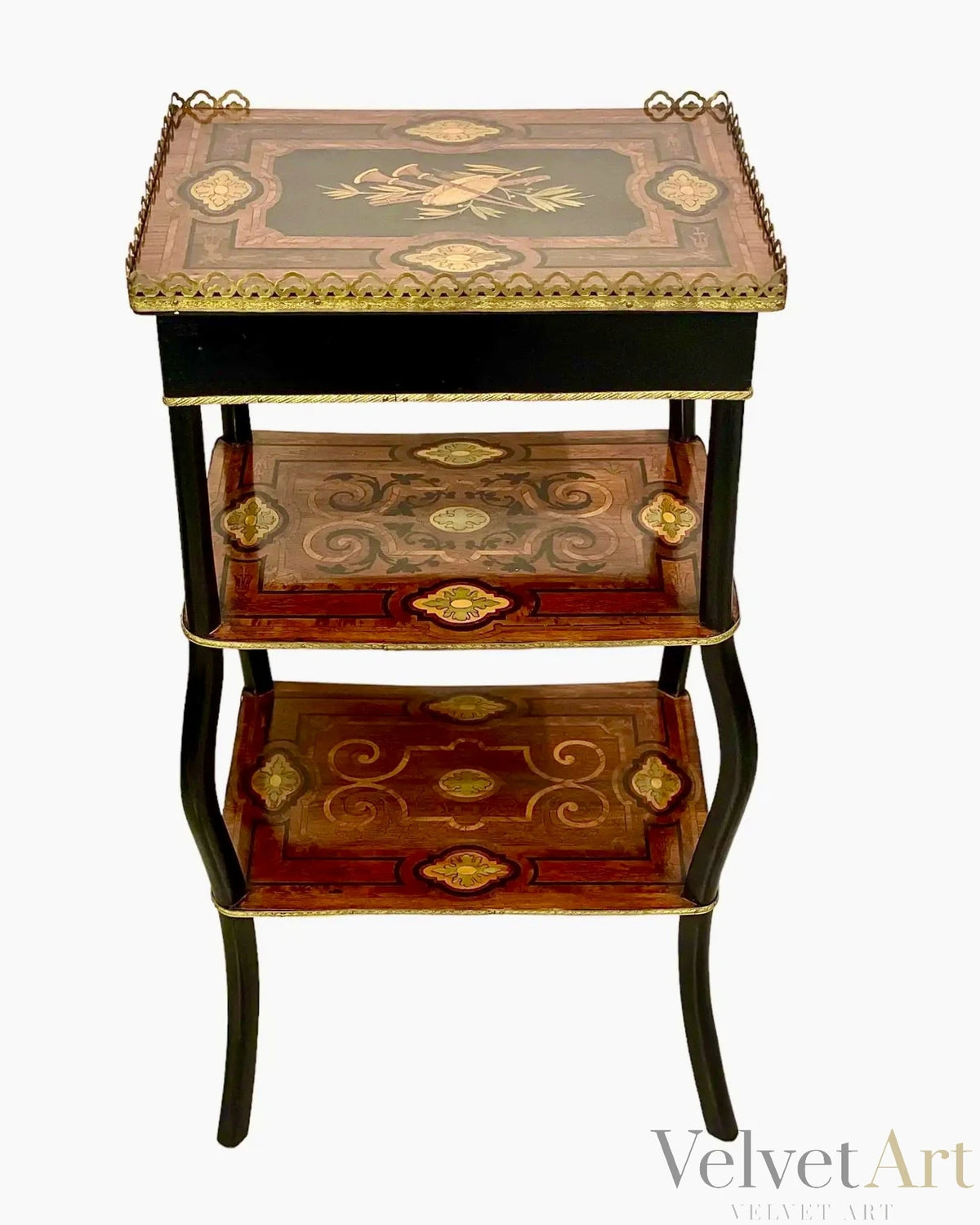 Tocador Napoleón III con Incrustaciones y Terciopelo Rosa, Francia, 1880