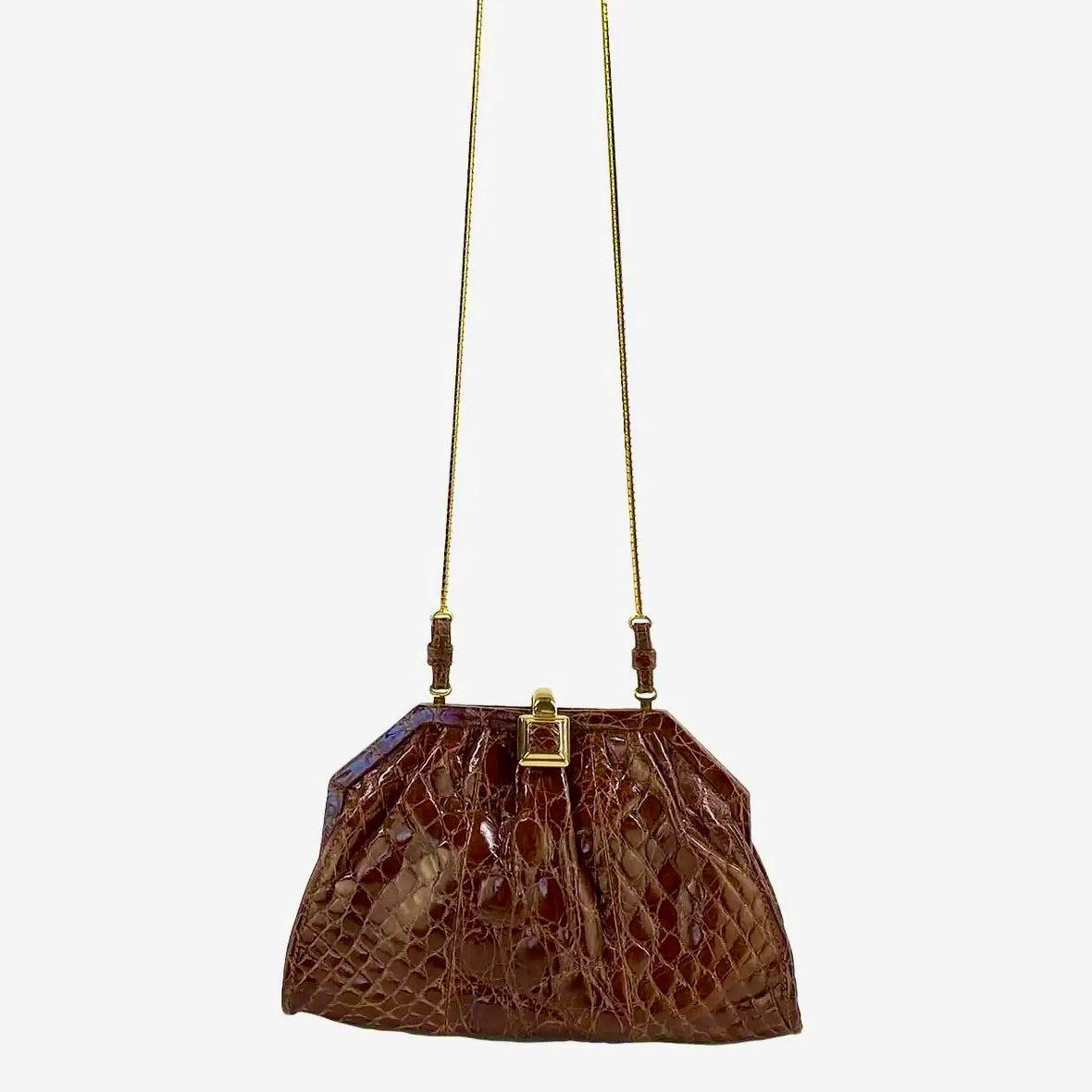 Bolso Bandolera Gucci de Cocodrilo Marrón de 1987