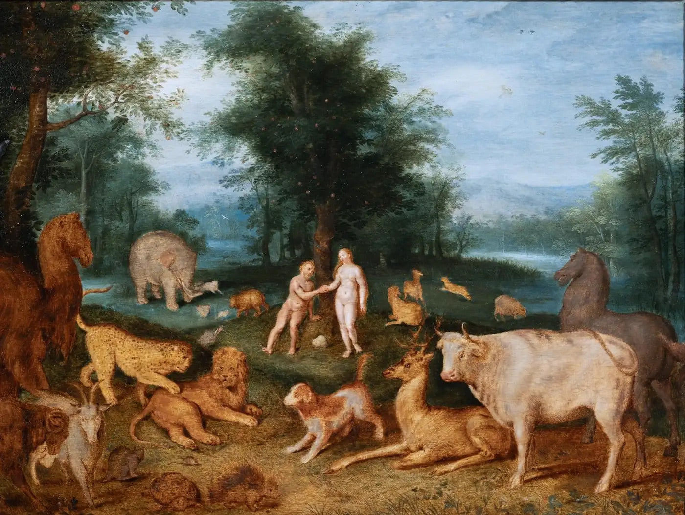 Estudio de Jan Brueghel el Joven (1615-1635) Adan y Eva en el Paraiso