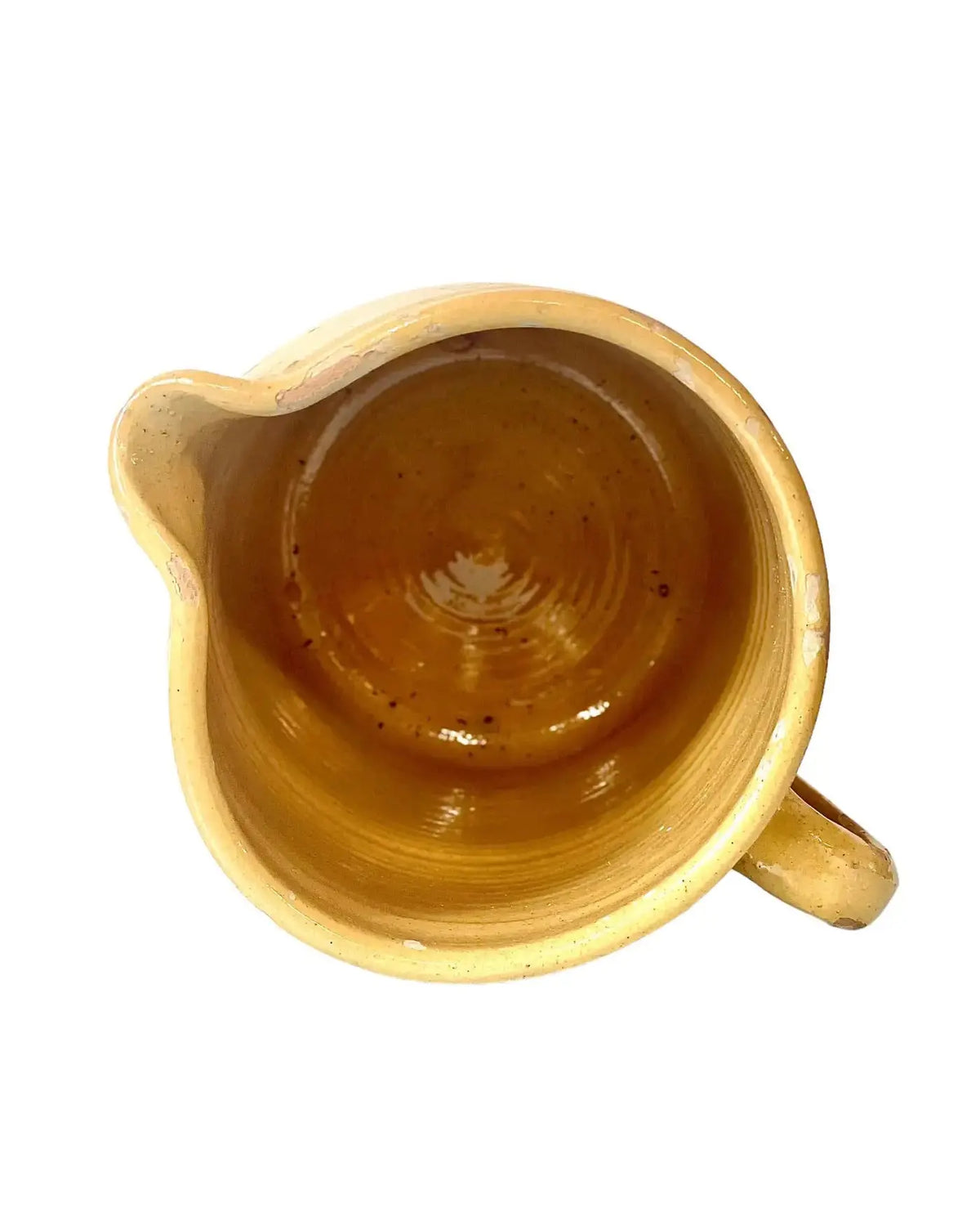 Jarra Francesa de Terracota Vidriada Color Crema con Flores Siglo XIX