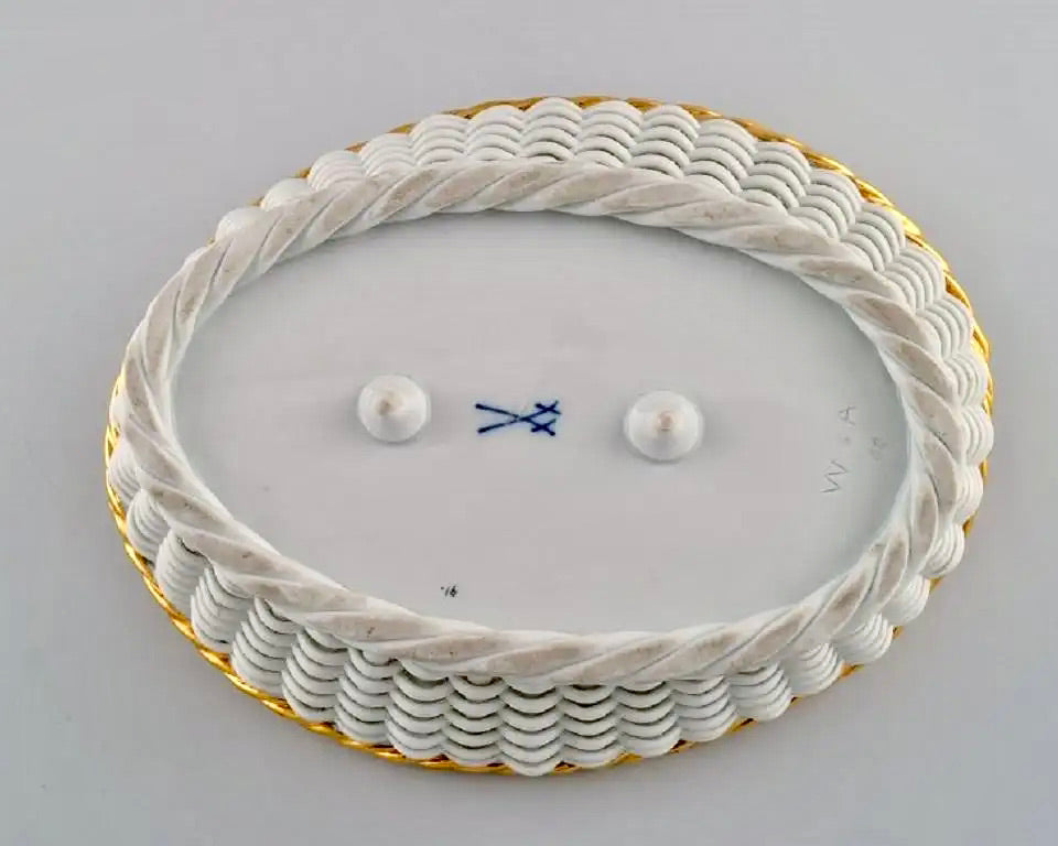 Cesta de Porcelana Trenzada | Meissen | Finales Siglo XIX