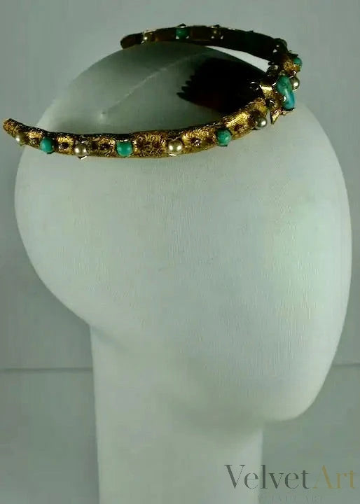 Chanel Diadema de Turquesas y Perlas de los Años 60