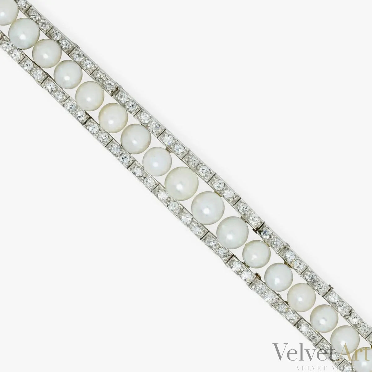 Pulsera Eduardiana de Diamantes y Perlas Naturales | Inglaterra, 1910