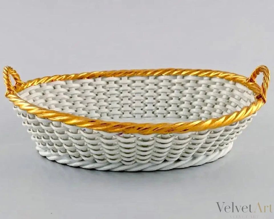 Cesta de Porcelana Trenzada, Meissen, Finales Siglo XIX – vista 4 de 5