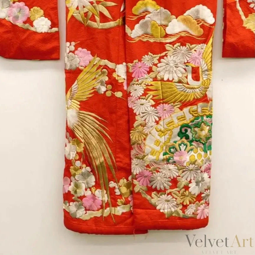 Kimono Rojo Bordado Ceremonial, Japón (1910-1930) – vista 8 de 10