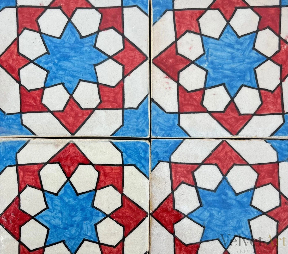 10 azulejos marroquíes de color rojo y azul Tánger – vista 2 de 4