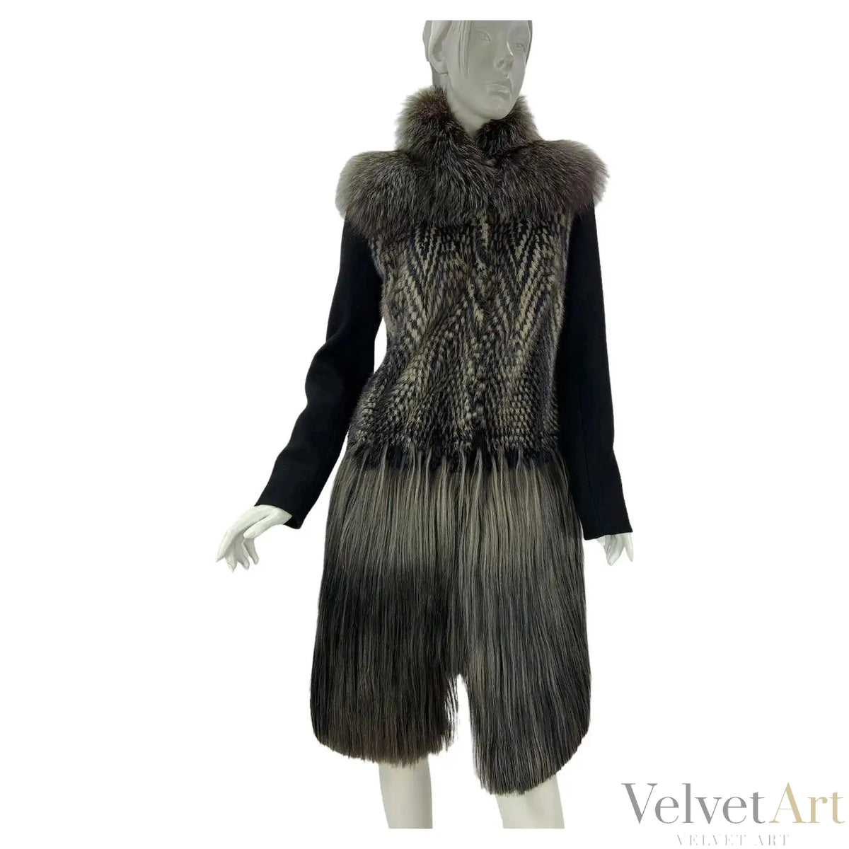 Gucci, Abrigo de Piel, Seda y Lana de 2010, Talla 38