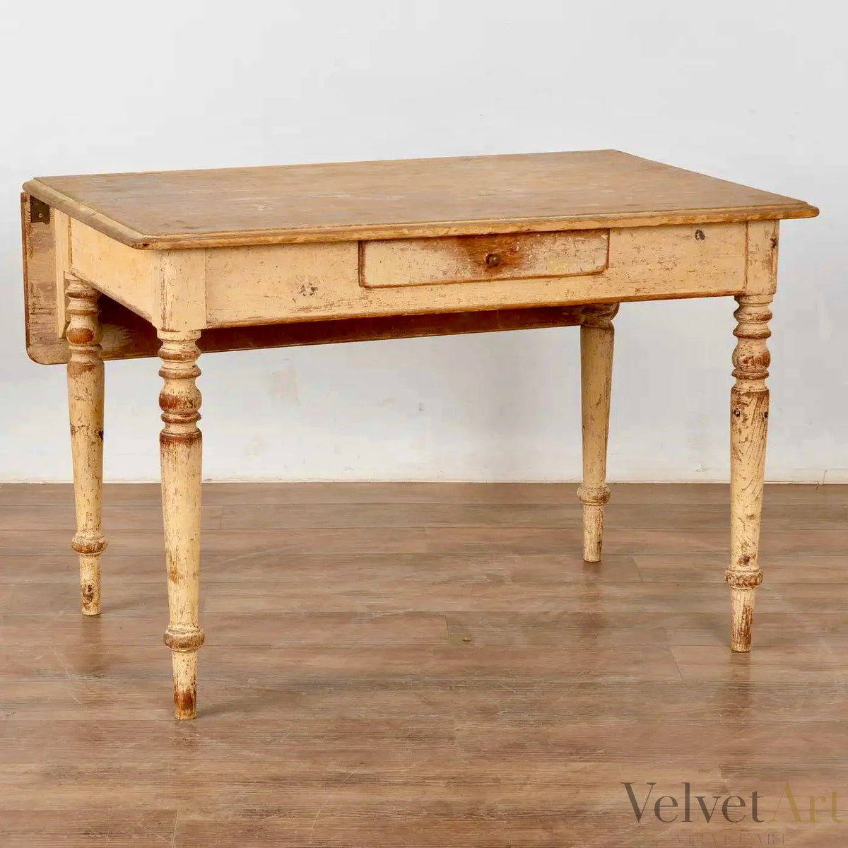 Mesa Sueca de Campo del Siglo XIX con Hoja Desplegable